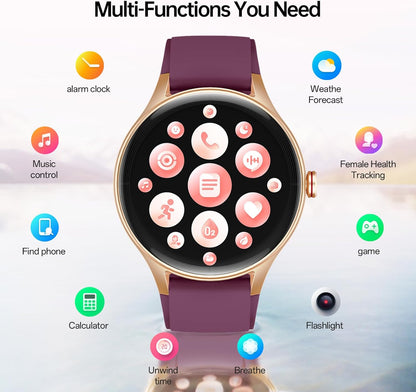 Woneligo Reloj inteligente para mujer, reloj AMOLED de fitness con...