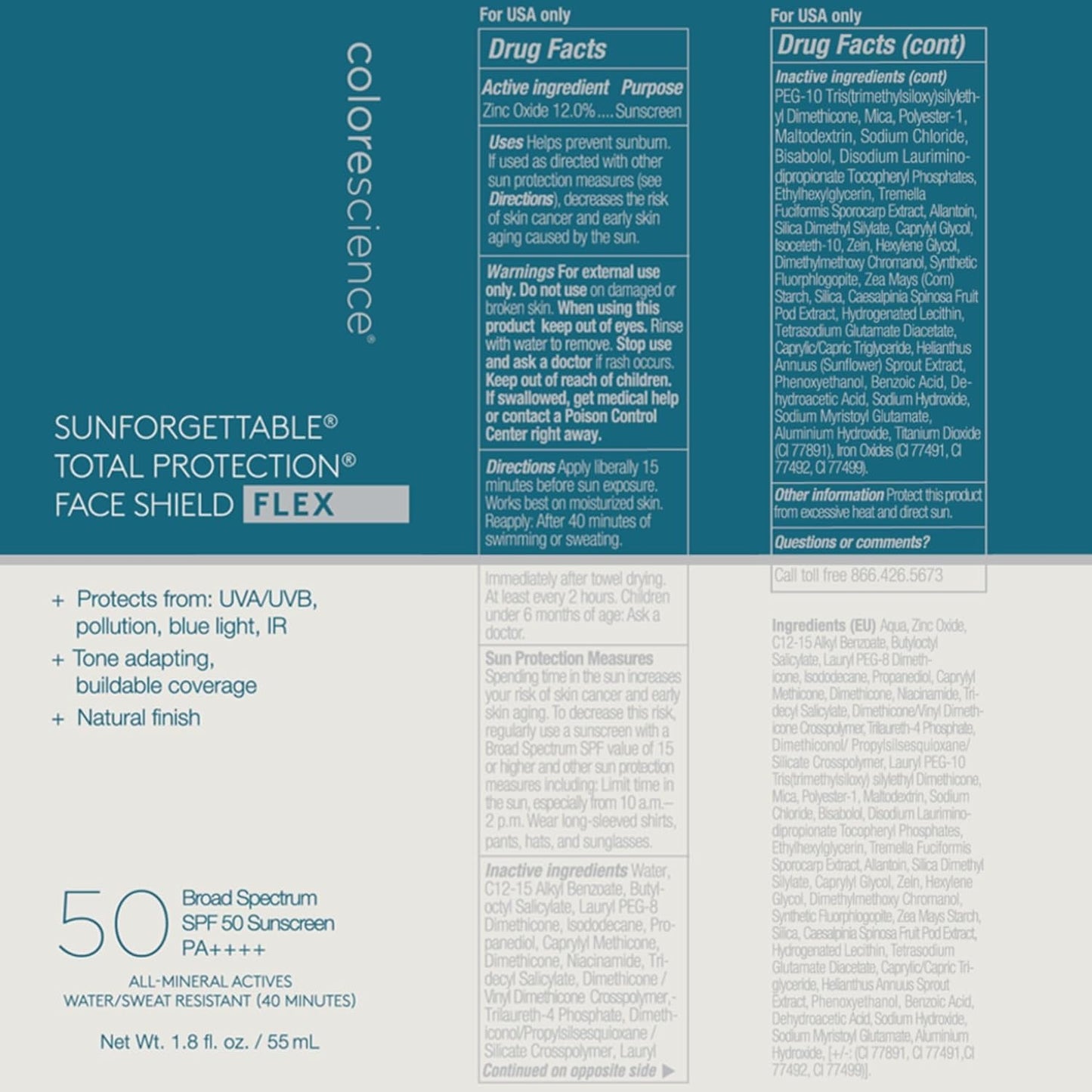 Colorescience Protector facial de protección total Flex SPF 50, 1.8...