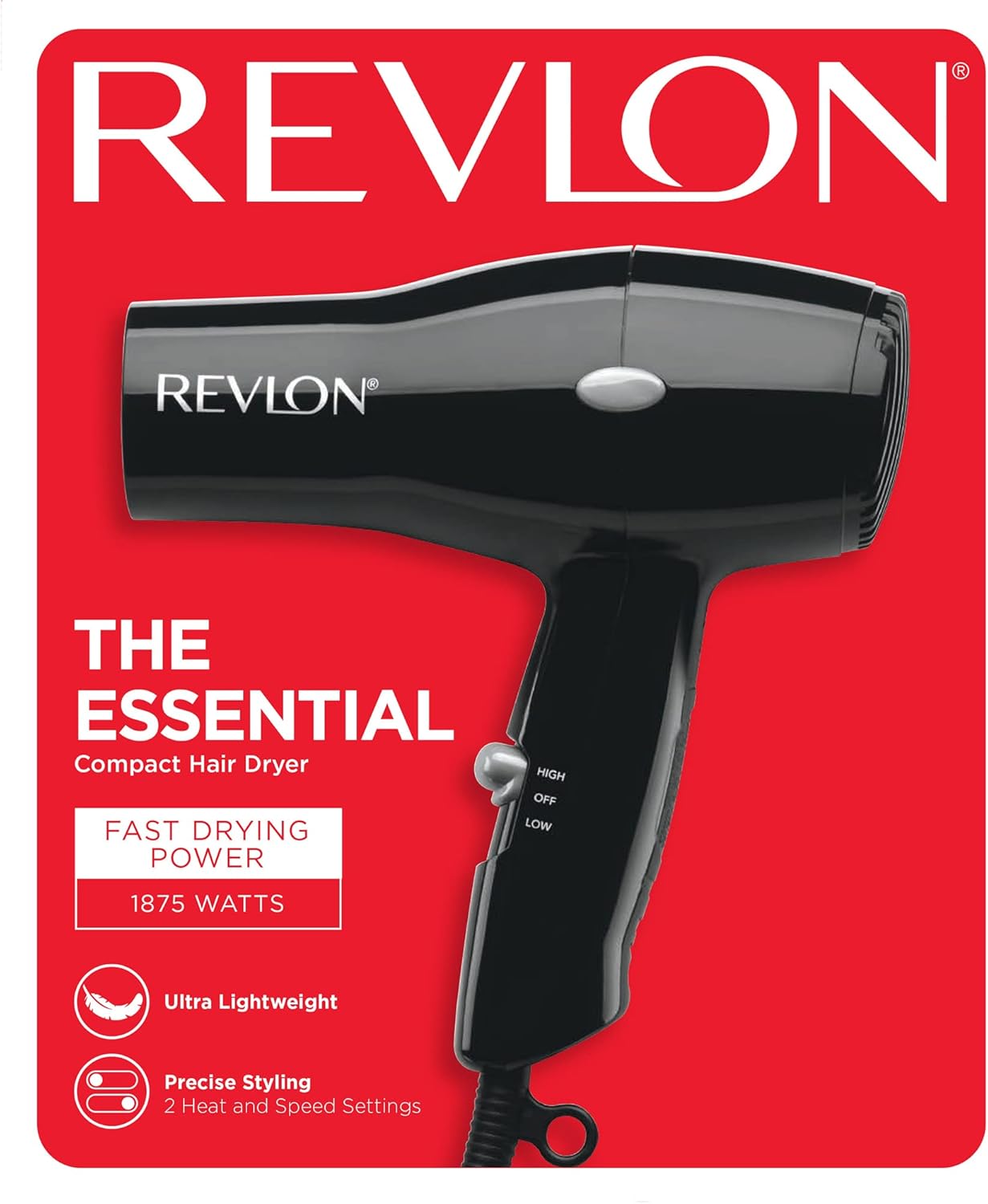 Revlon Secador de pelo compacto | Diseño ligero de 1875 W, perfecto...