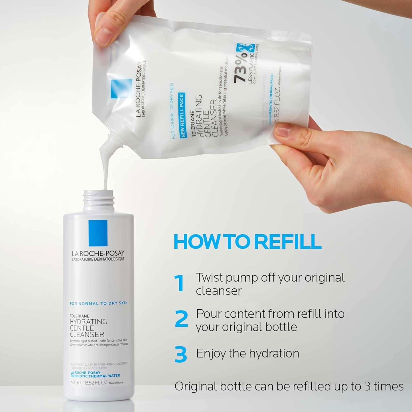 La Roche-Posay Toleriane - Limpiador facial suave e hidratante, lim...