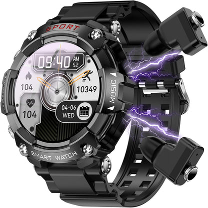 ATEVIX Reloj inteligente militar con auriculares (respuesta\/hacer...
