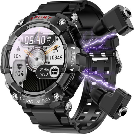 ATEVIX Reloj inteligente militar con auriculares (respuesta\/hacer...