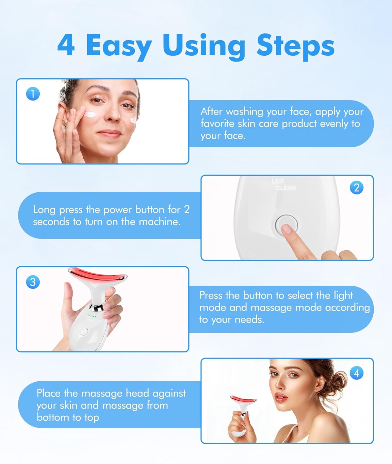 SDKWDH Terapia de luz roja para cara y cuello, herramienta de masaj...