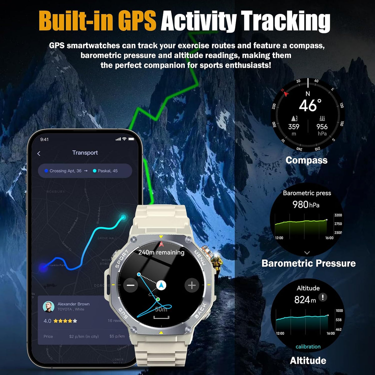 Reloj inteligente para hombre, 1.43" AMOLED Militar Smart Watch...