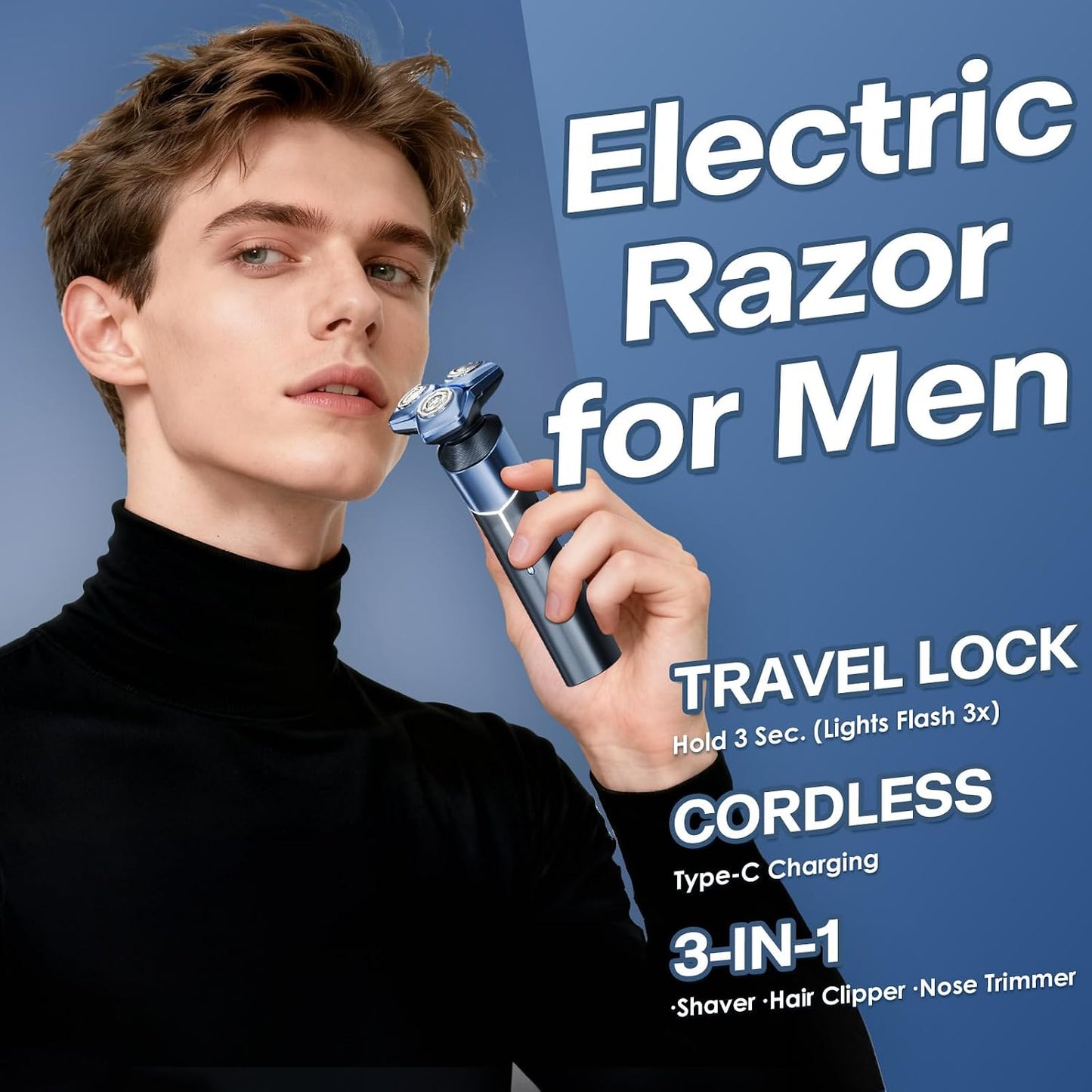 Maquinilla de afeitar eléctrica para hombres: afeitadora 3 en 1 con...