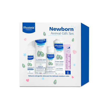 Mustela Set de regalo para recién nacidos, productos esenciales para el cuidado de la piel y el baño para bebés, natural y a base de plantas, juego de 5 artículos