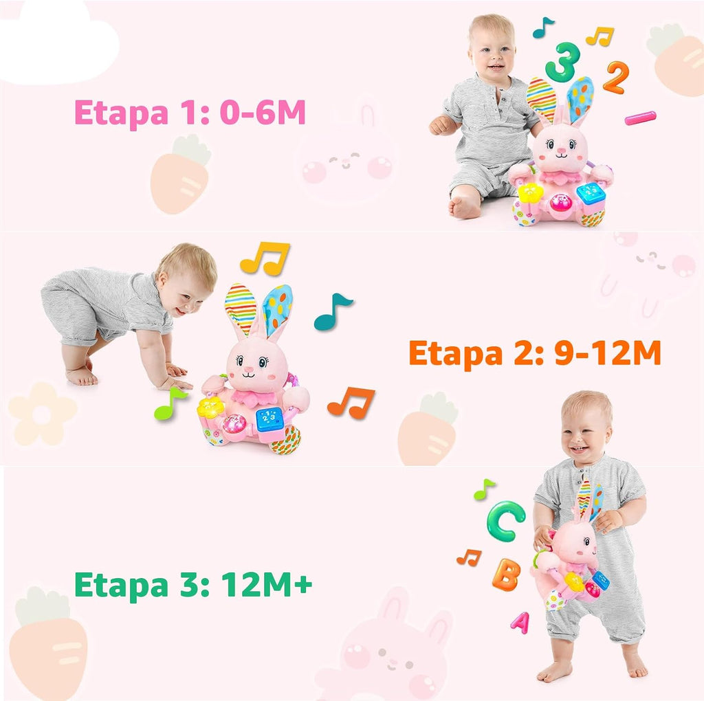 Ryotagift Juguetes de Peluche de Conejo Musical Bilingüe para Bebés...