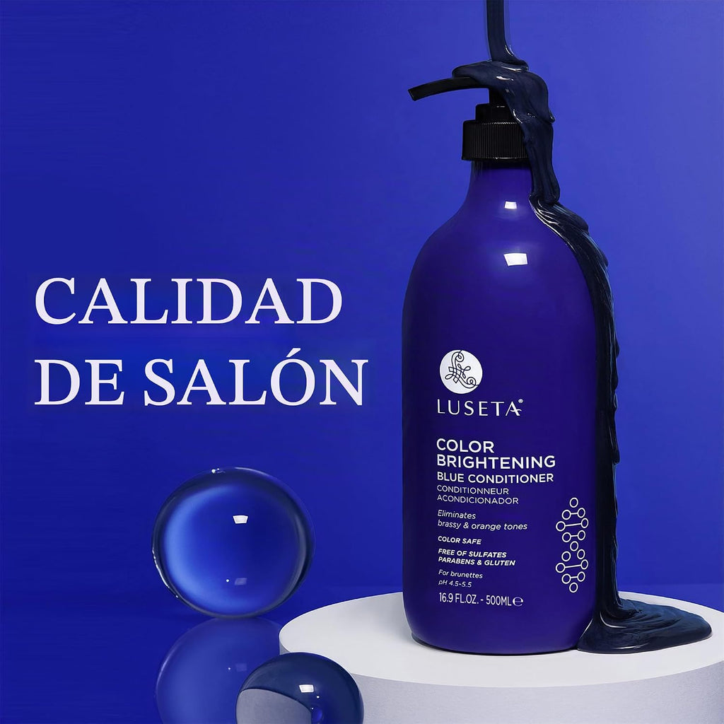 Luseta - Champú azul para color castaño cobrizo y tonos fríos, depó...