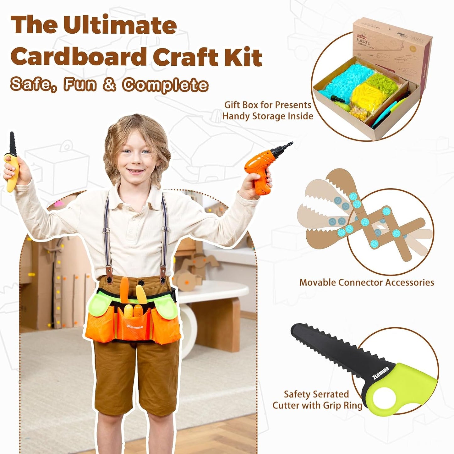 ZLemma Kit de construcción de cartón, juego de construcción para ni...
