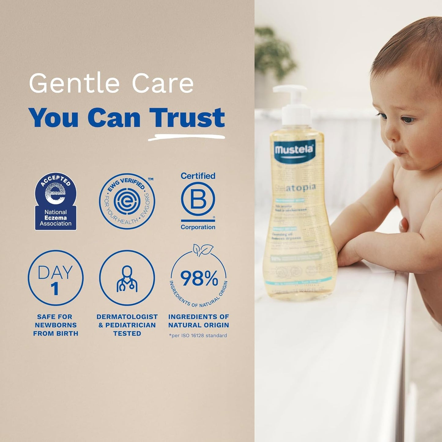 Mustela Stelatopia Aceite Limpiador para Piel con Tendencia al Eczema - Jabón para el Cuerpo del Bebé con Aceite Natural de Aguacate y Girasol - Esenciales de Cuidado de la Piel Familiar - Verificado