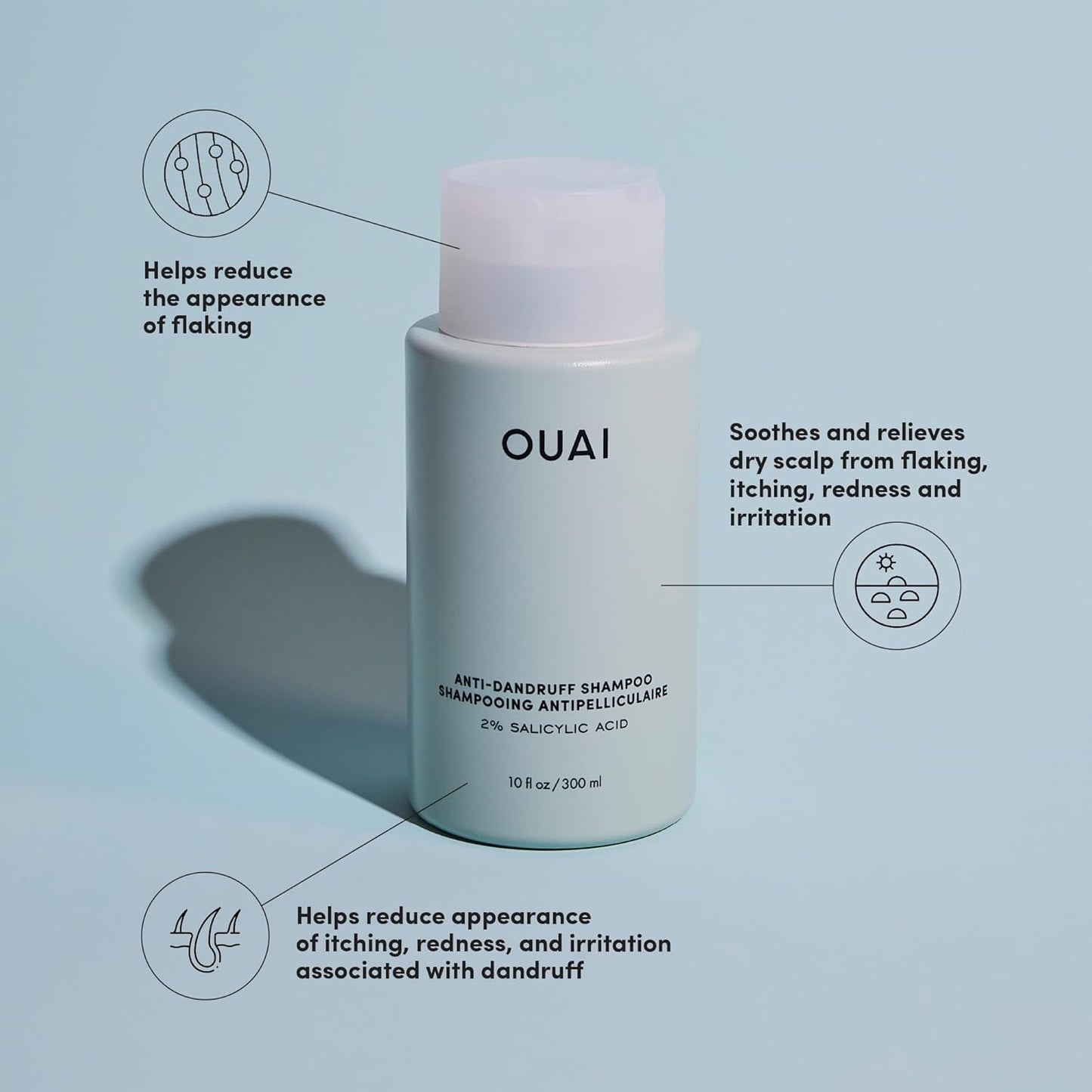 OUAI Champú anticaspa - Champú calmante de ácido salicílico para cu...