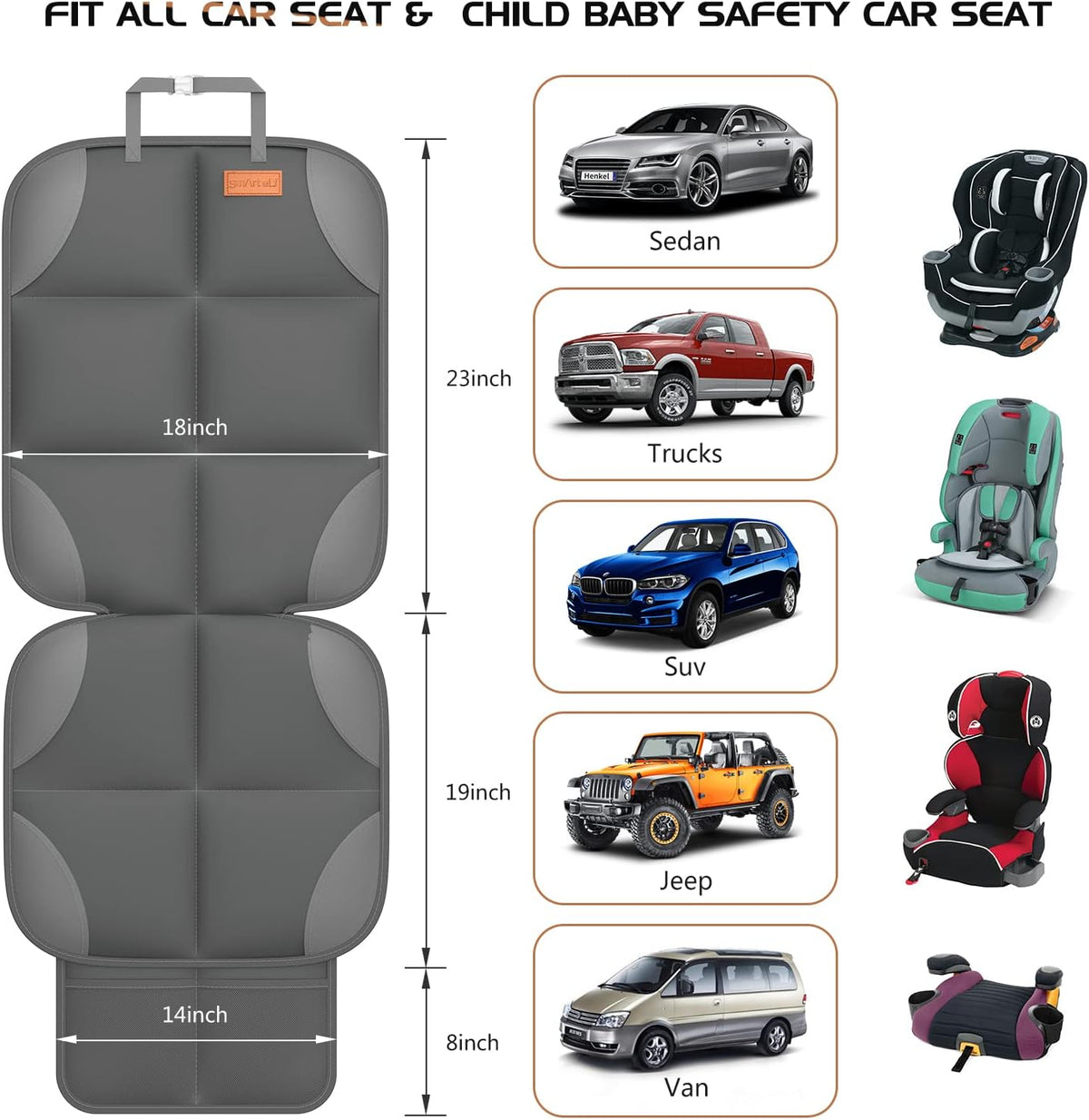 SMART ELF Paquete de 2 protectores de asiento de coche en caja de r...