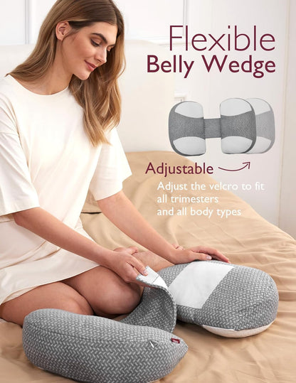 Momcozy Almohada de embarazo en forma de W Plus para dormir, almoha...