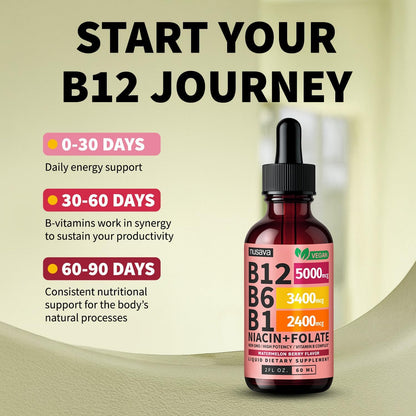 (Paquete de 2) Gotas líquidas de vitamina B12 y B6, complejo de vit...
