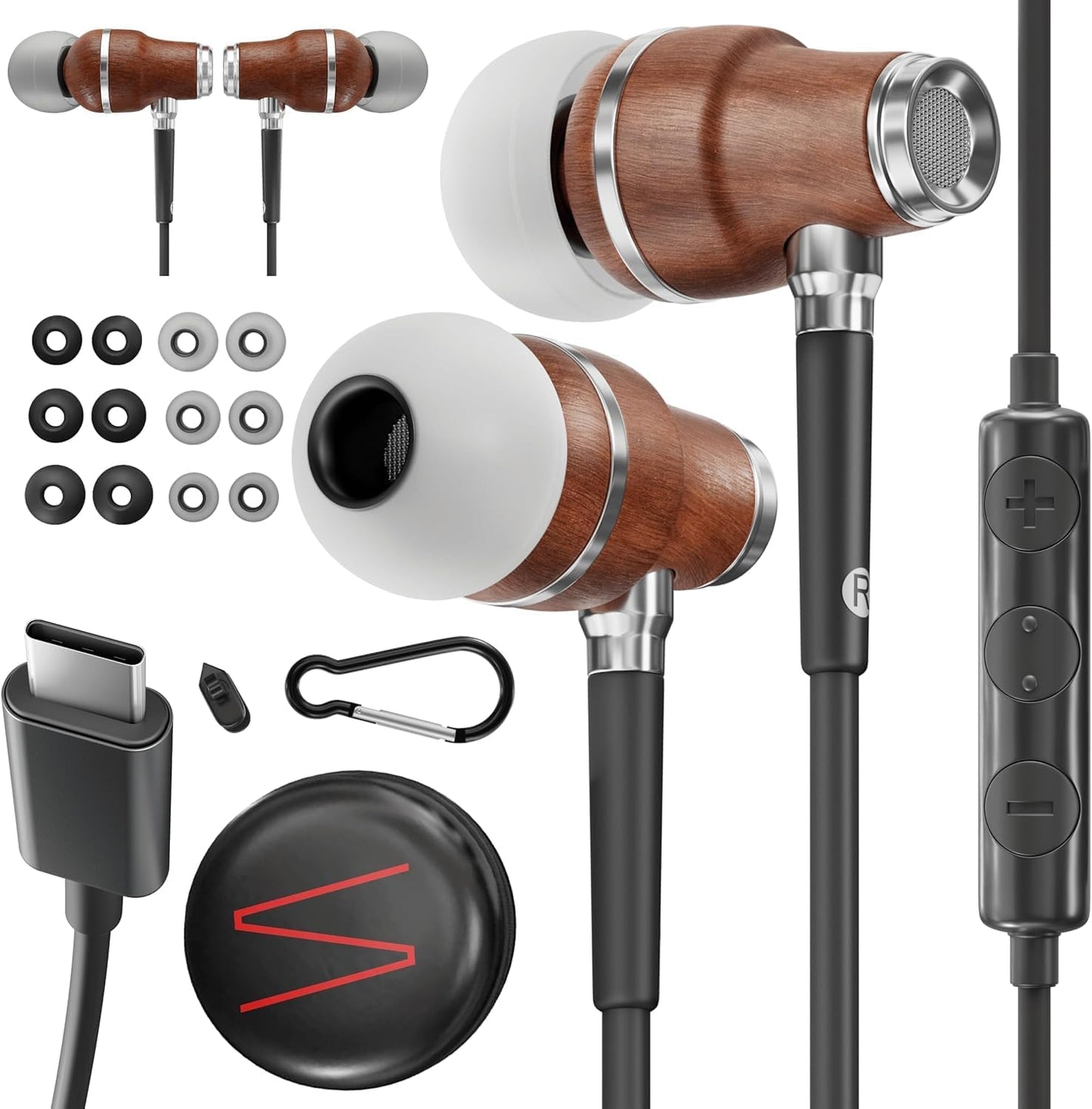 Symphonized Auriculares de madera premium para iPhone con cable (US...