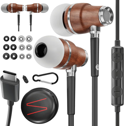Symphonized Auriculares de madera premium para iPhone con cable (US...