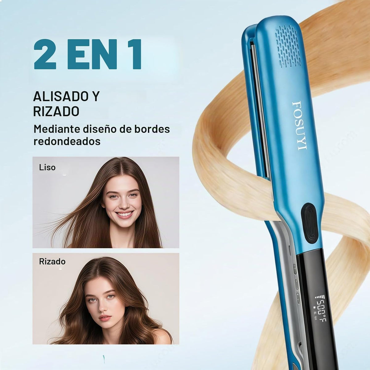FOSUYI Plancha de pelo profesional, plancha plana de alta temperatu...