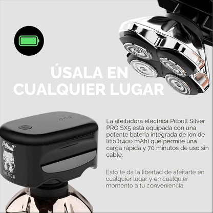 Skull Shaver - Afeitadora de cabeza y cara Pitbull Silver PRO SX5