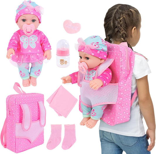 DONTNO Muñeca de bebé de 12 pulgadas con ropa y mochila, muñeca Reb...