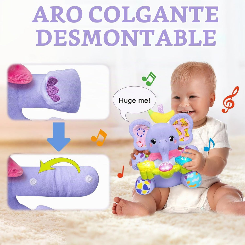 Ryotagift Juguetes de animales de peluche elefante musical bilingüe...
