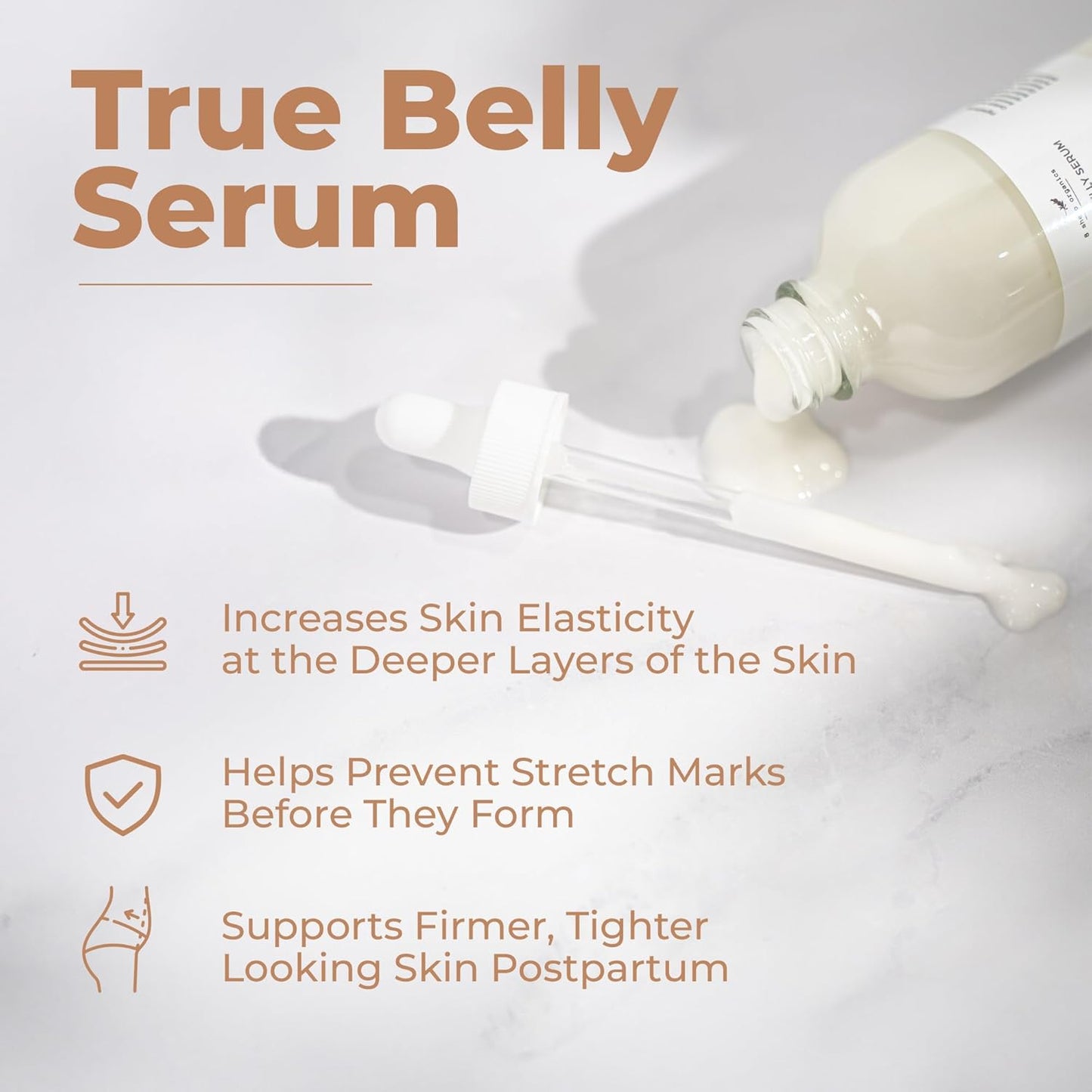 8 Sheep True Belly Serum, aceite para el vientre seguro para el embarazo con ácido hialurónico de triple peso y centella asiática, apoya la hidratación y elasticidad de la piel, fabricado en Estados