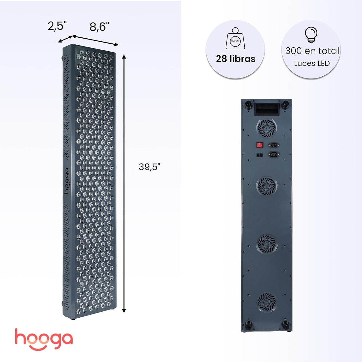Hooga Terapia de luz roja, panel LED infrarrojo cercano rojo, 300 L...
