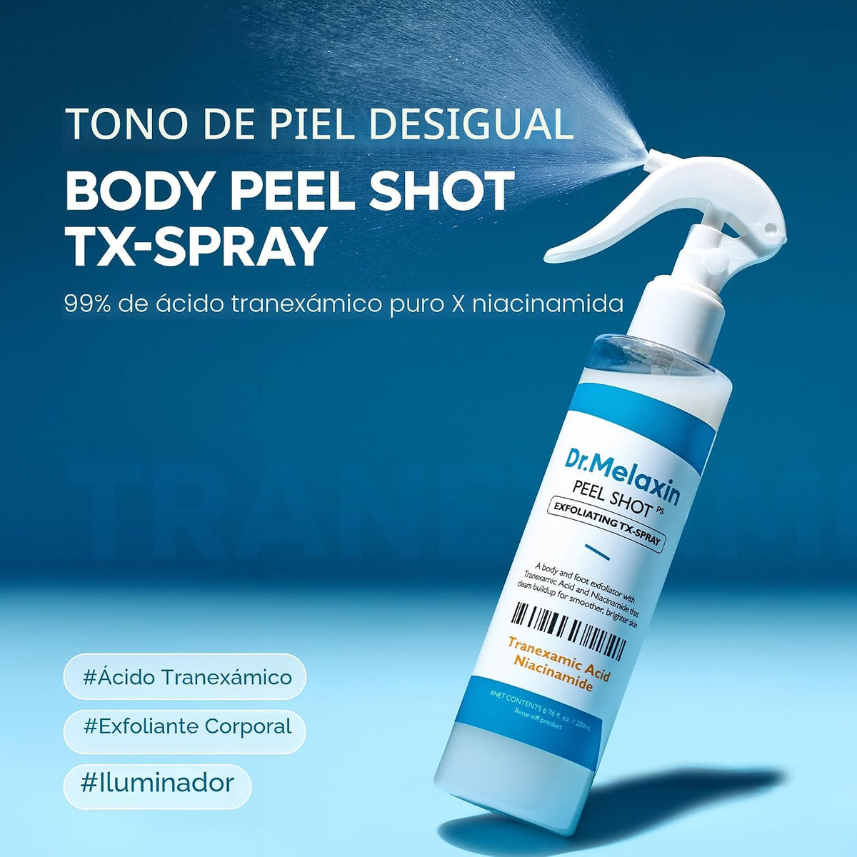 Dr.Melaxin Peel Shot - Spray exfoliante TX-Spray 6.76 onzas líquida...