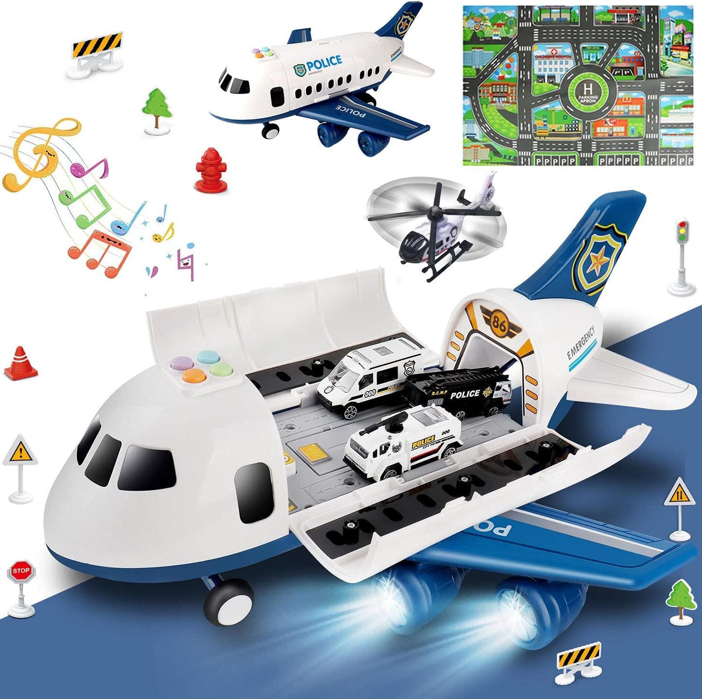 Dwi Dowellin Auto de juguetes para niños pequeños: avión de carga d...