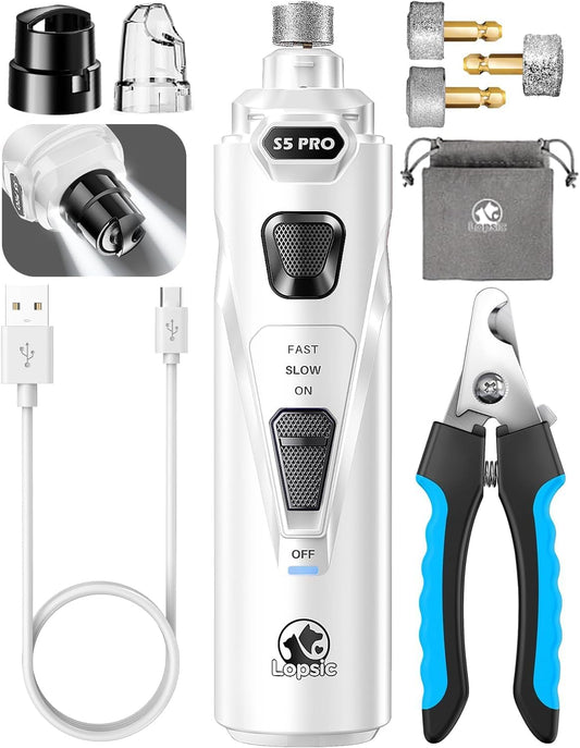Molinillo de uñas para perros con 2 luces LED, potente, 2 velocidad...