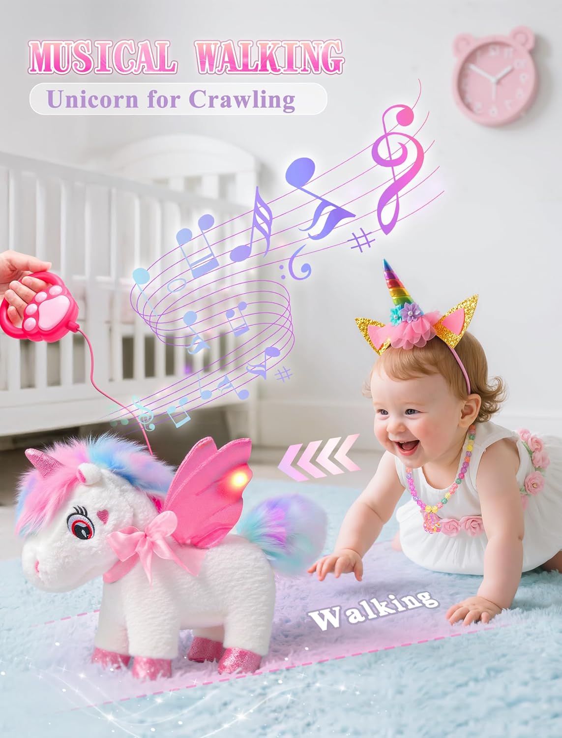 Juguetes de unicornio para niñas de 4 a 6 años, regalos de unicornio, unicornio interactivo que camina, habla, canta con capa de princesa iluminada, juguete de peluche de unicornio con