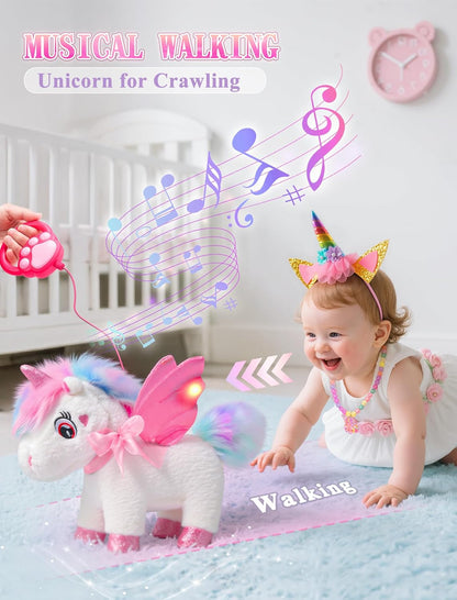 Juguetes de unicornio para niñas de 4 a 6 años, regalos de unicornio, unicornio interactivo que camina, habla, canta con capa de princesa iluminada, juguete de peluche de unicornio con