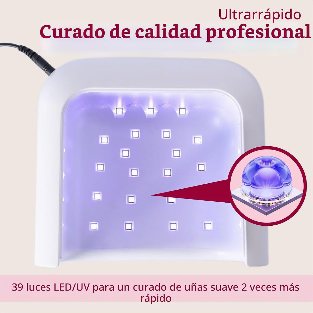SUNUV Luz UV para uñas de gel, lámpara de gel UV LED profesional SU...