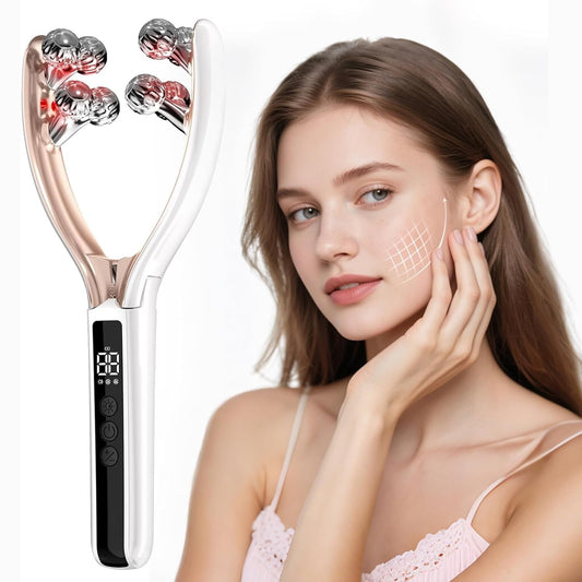 CXGRISE Masajeador facial inalámbrico, rodillo facial eléctrico 3D,...