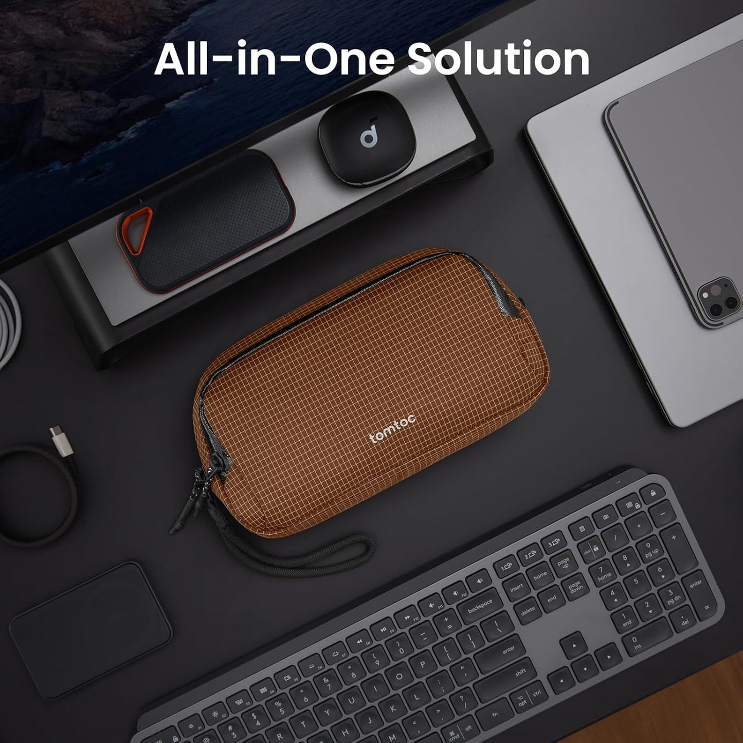 tomtoc Estuche organizador de viaje para electrónicos, resistente a...