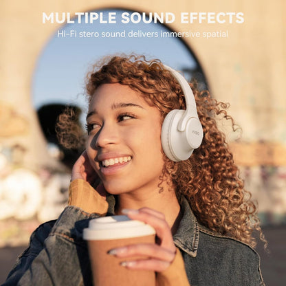 KVIDIO Auriculares Bluetooth sobre la oreja, 65 horas de reproducci...