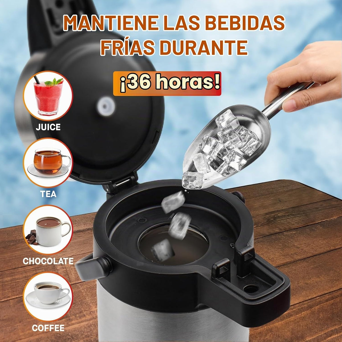 VONDIOR Airpot - Dispensador de café con bomba \u2013 Jarra de café...