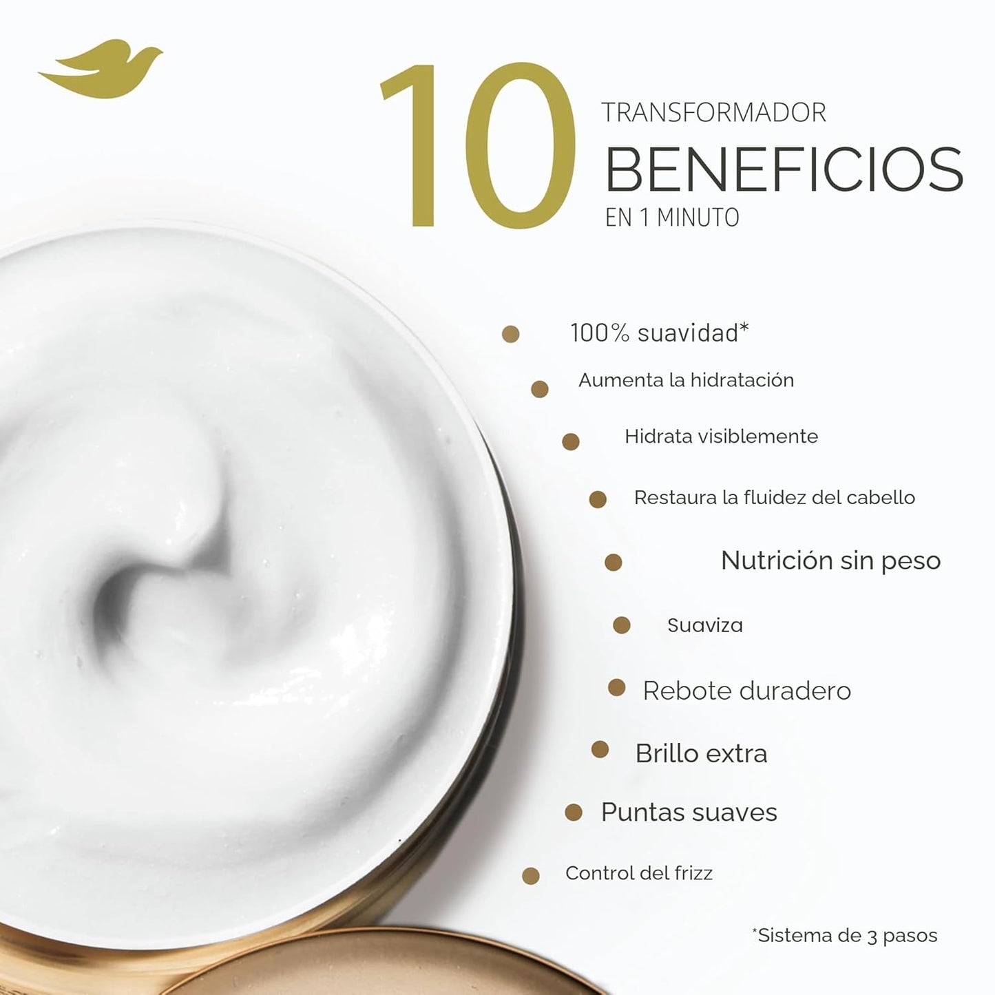 Dove Mascarilla Hidratante con Ácido Hialurónico para Cabello Seco...