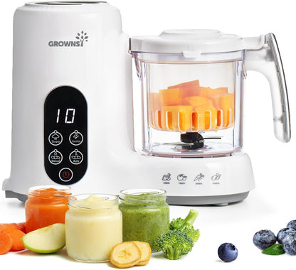GROWNSY - Licuadora para comida de bebé con canasta de vapor, proce...
