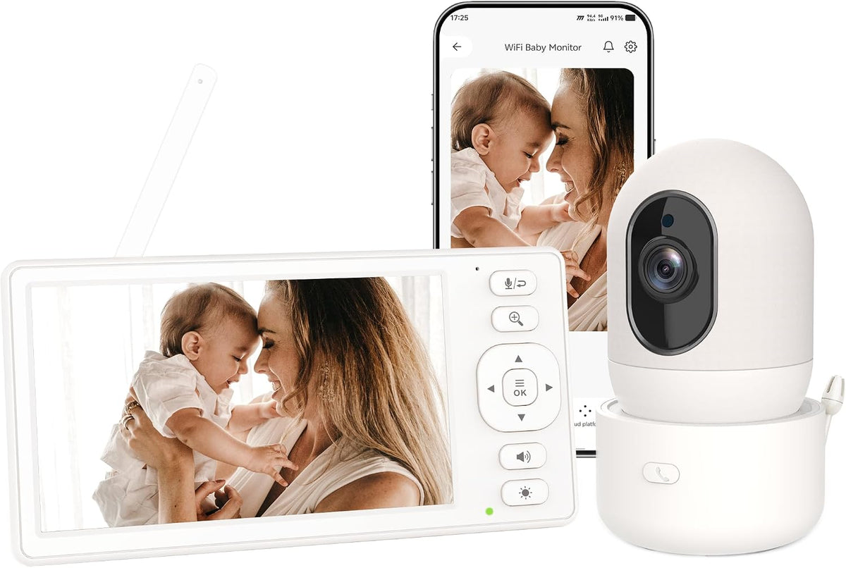 HelloBaby Cámara de monitor de bebé de video HD 720P de 5.5 pulgada...