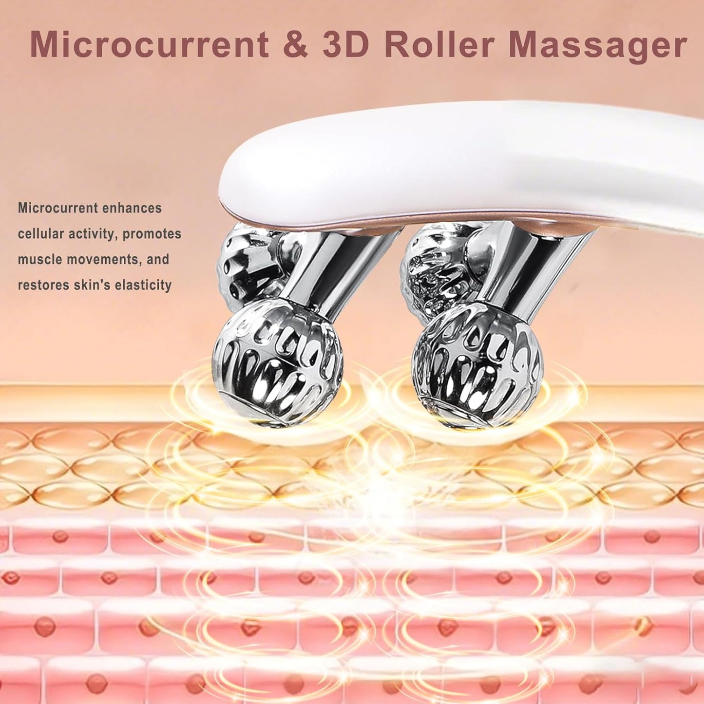 CXGRISE Masajeador facial inalámbrico, rodillo facial eléctrico 3D,...