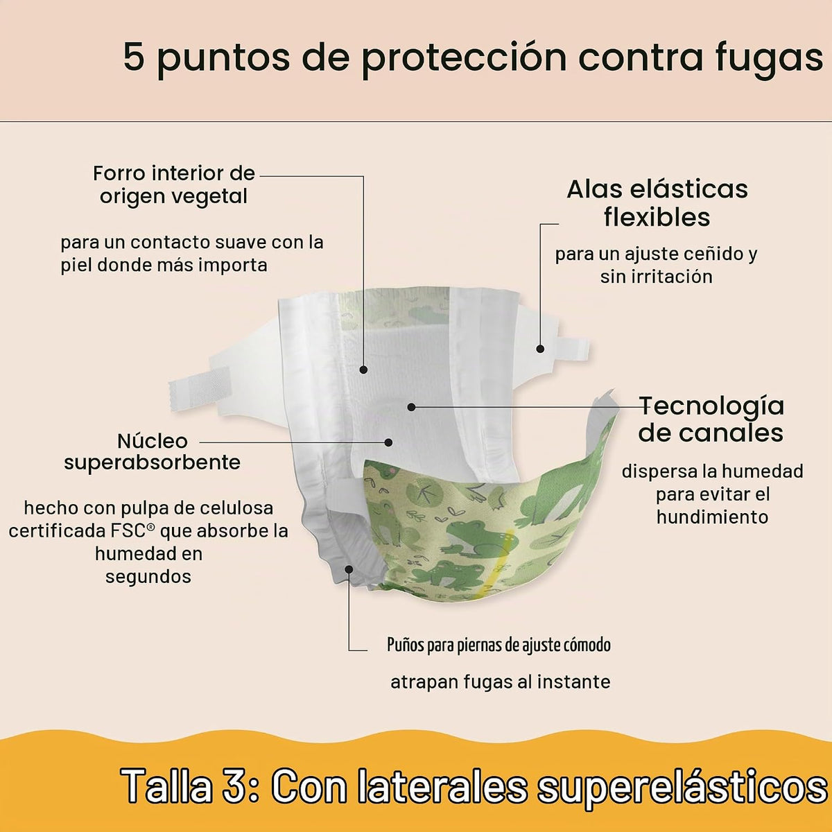 The Honest Company Pañales, hipoalergénicos, UR Ribbiting, talla 3,...