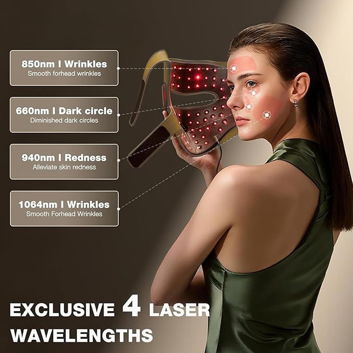 JOVS Máscara de terapia de luz láser 4D (dorado)