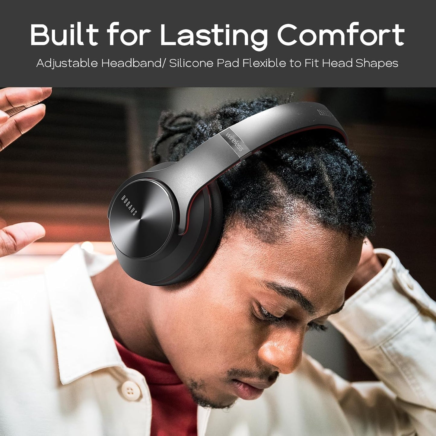 DOQAUS Auriculares Bluetooth sobre la oreja, tiempo de reproducción...