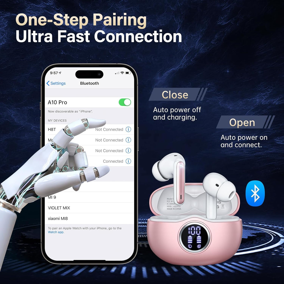 Fhumsh A10 Pro - Auriculares inalámbricos Bluetooth 5.3 HiFi Stereo...