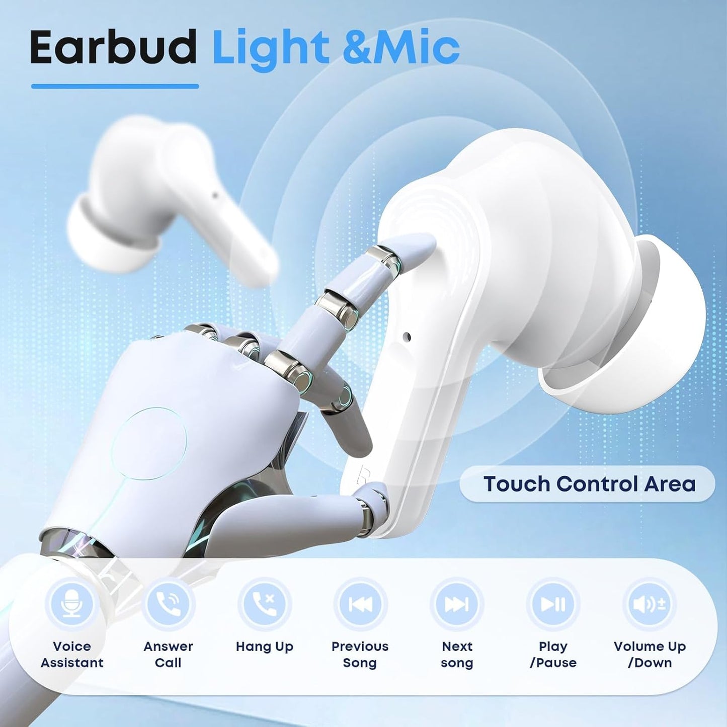 Fhumsh Auriculares inalámbricos, Bluetooth 5.4 HiFi estéreo con mic...