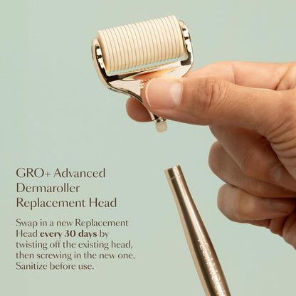 VEGAMOUR GRO+ Advanced Dermaroller - Cabezal de repuesto | 1200 microagujas 0.010 in herramienta para cuero cabelludo | Exfolia suavemente el cuero cabelludo | (sin mango, solo cabezal de repuesto)