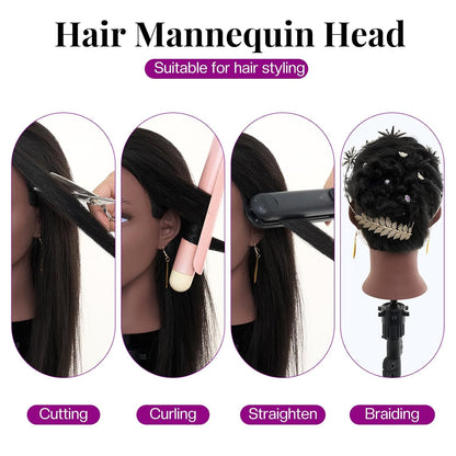 Cabeza de maniquí de 20 pulgadas de cabello humano, cabeza de maniq...