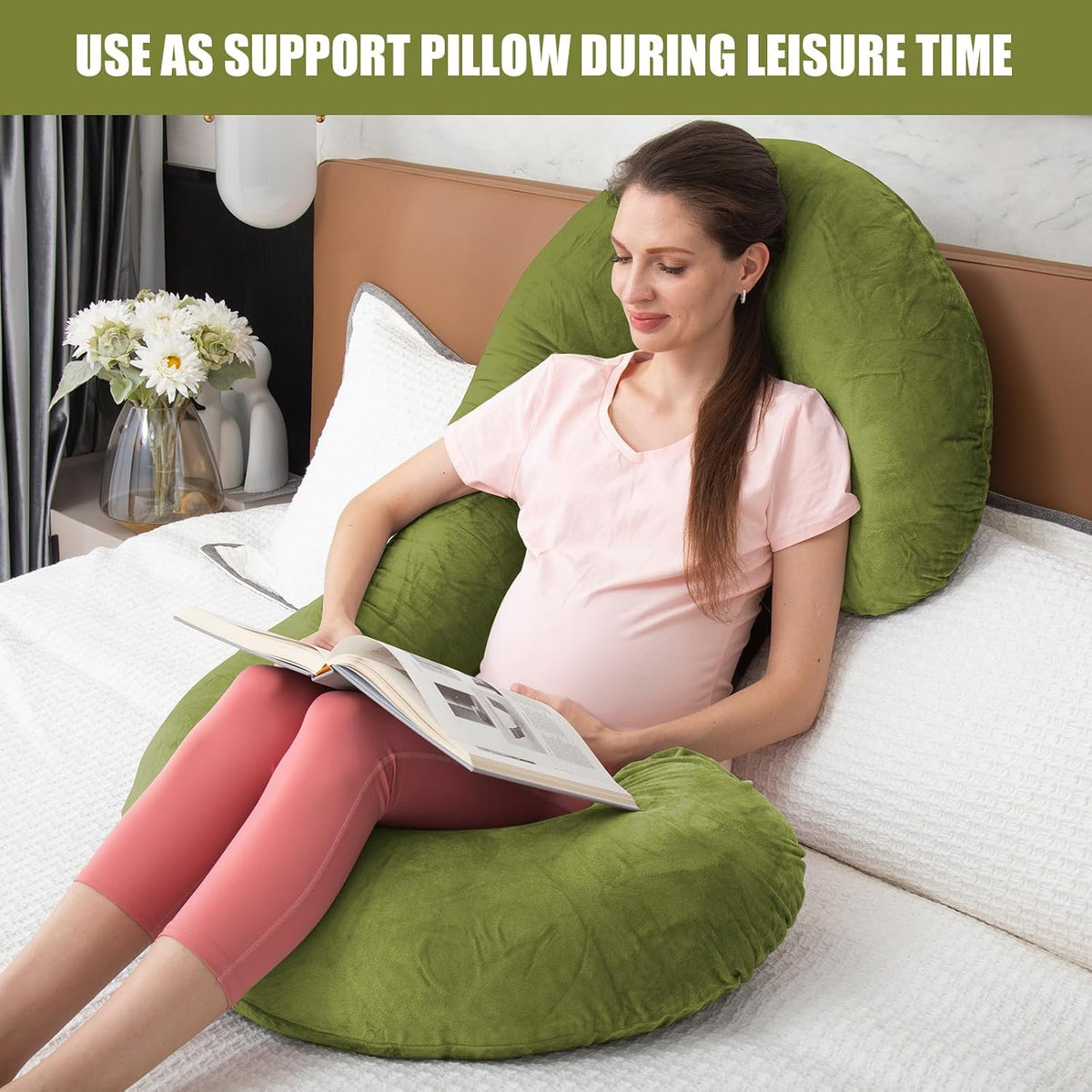 1 MIDDLE ONE Almohada de embarazo, almohada de cuerpo completo en f...