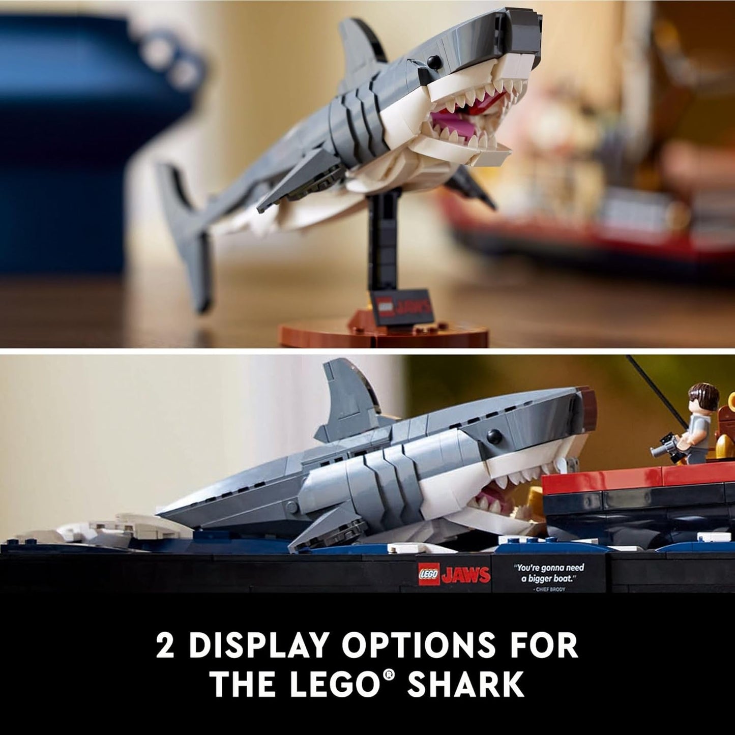 LEGO Ideas Jaws Set – Kit de diorama para fanáticos de la película clásica – Juguete de tiburón – Regalo de recuerdos de película para adultos – Incluye barco Orca y las minifiguras de Chief Brody