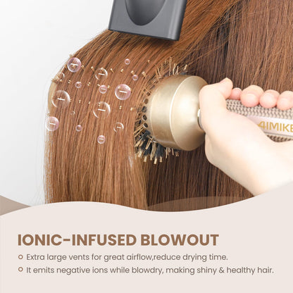 AIMIKE Juego de cepillos para el cabello, cepillo redondo de cerámica nano térmica y tecnología iónica con cerdas de jabalí para secar con soplado, mejorar la textura para peinar, rizar y brillar,